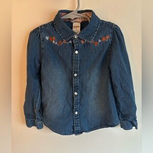 Gymboree Blue Jean button up with Floral Accents